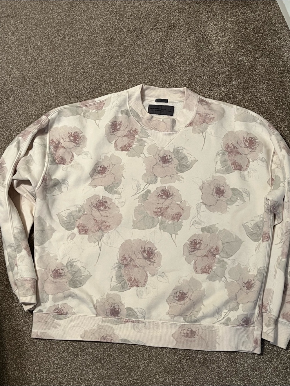 Abercrombie & Fitch Soft Essentials oversized floral print Crewneck Sweatshirt S